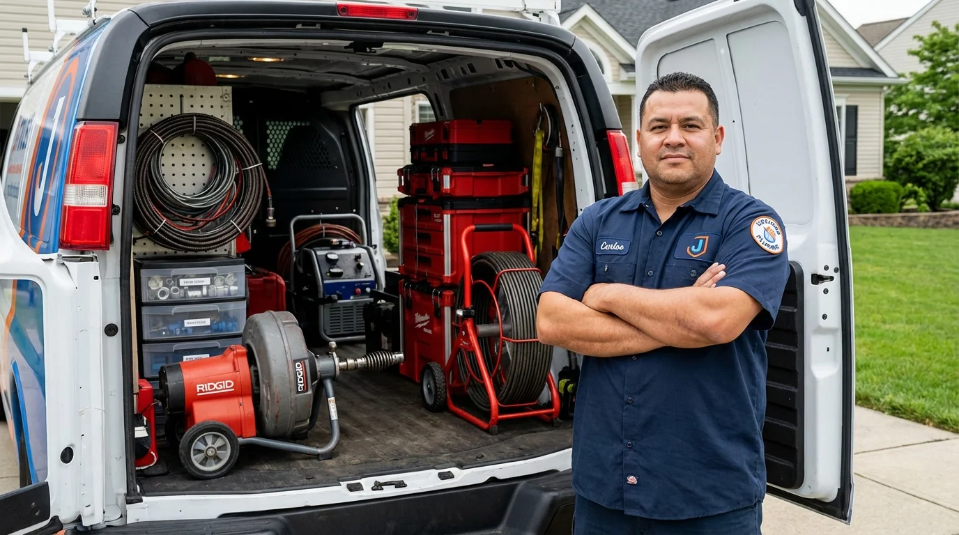 Professional drain cleaning equipment and Johns Plumbing LLC plumber in Premont