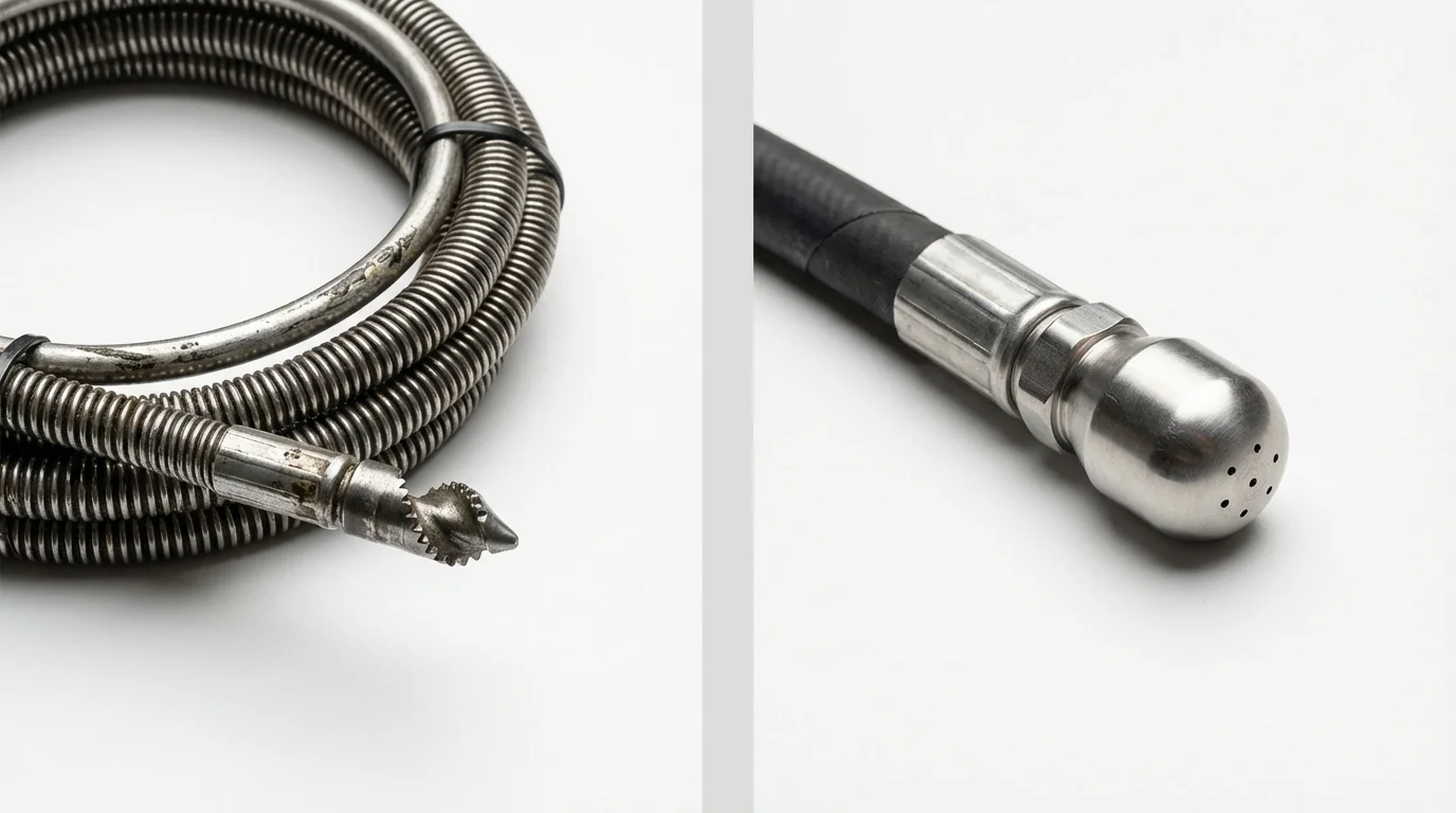 Drain snake cable and hydro jetting nozzle used for drain cleaning in Premont, TX