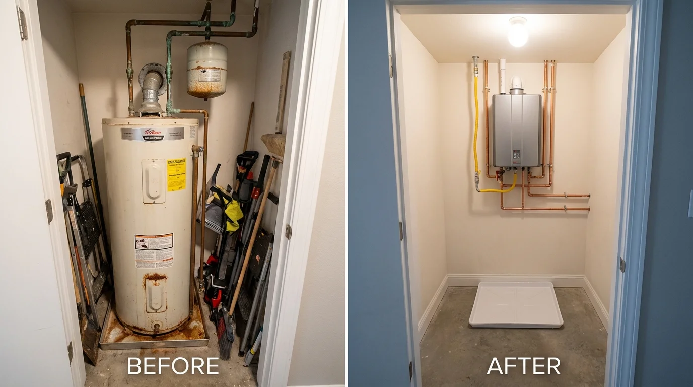 Tank water heater versus wall-mounted tankless unit comparison for Premont, TX homeowners