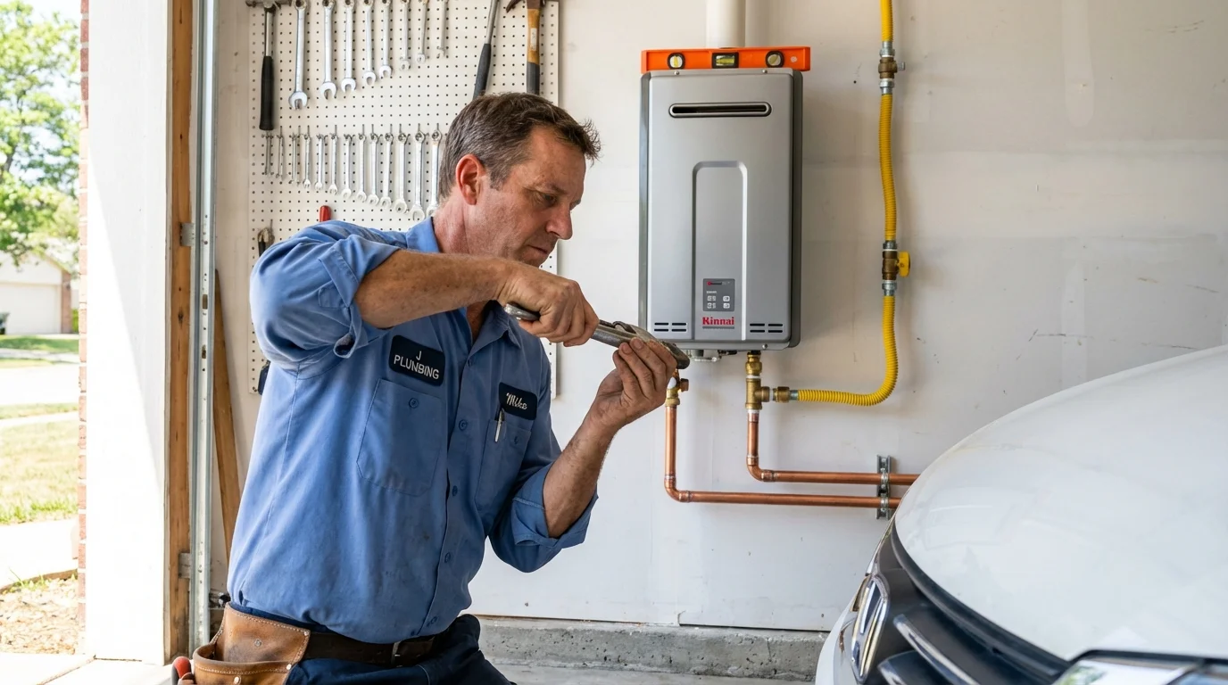 Tankless water heater installation by a Johns Plumbing LLC plumber in Premont